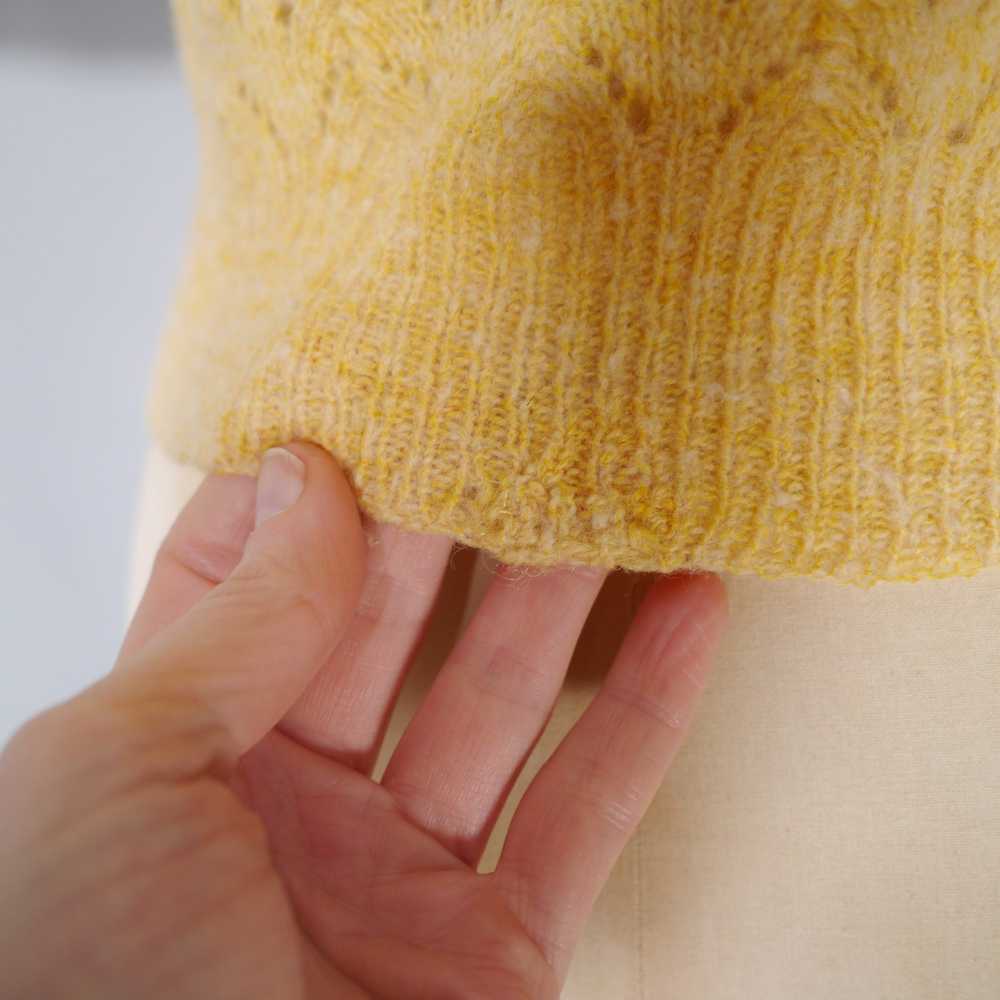 40s HANDKNITTED LACE PATTERN YELLOW CROPPED WOOL … - image 7