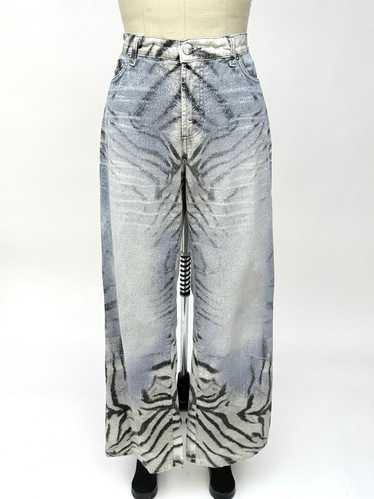 Just Cavalli Zebra Print Wide Leg Jeans