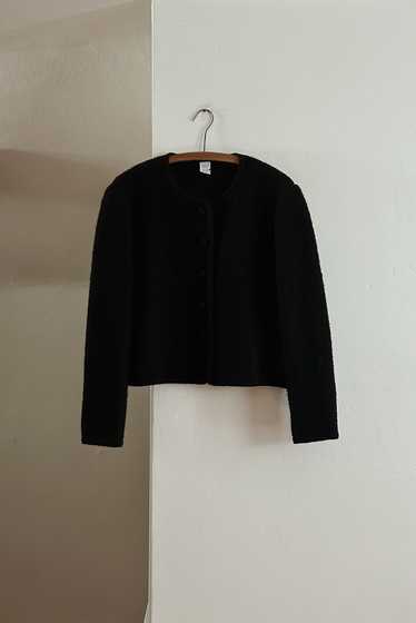 1990's LANDS END BLACK WOOL BOUCLÉ JACKET