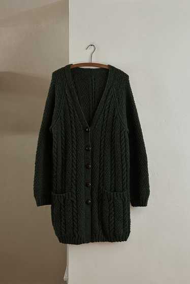 1980's THICK WOOL FISHERMAN KNIT DUSTER CARDIGAN