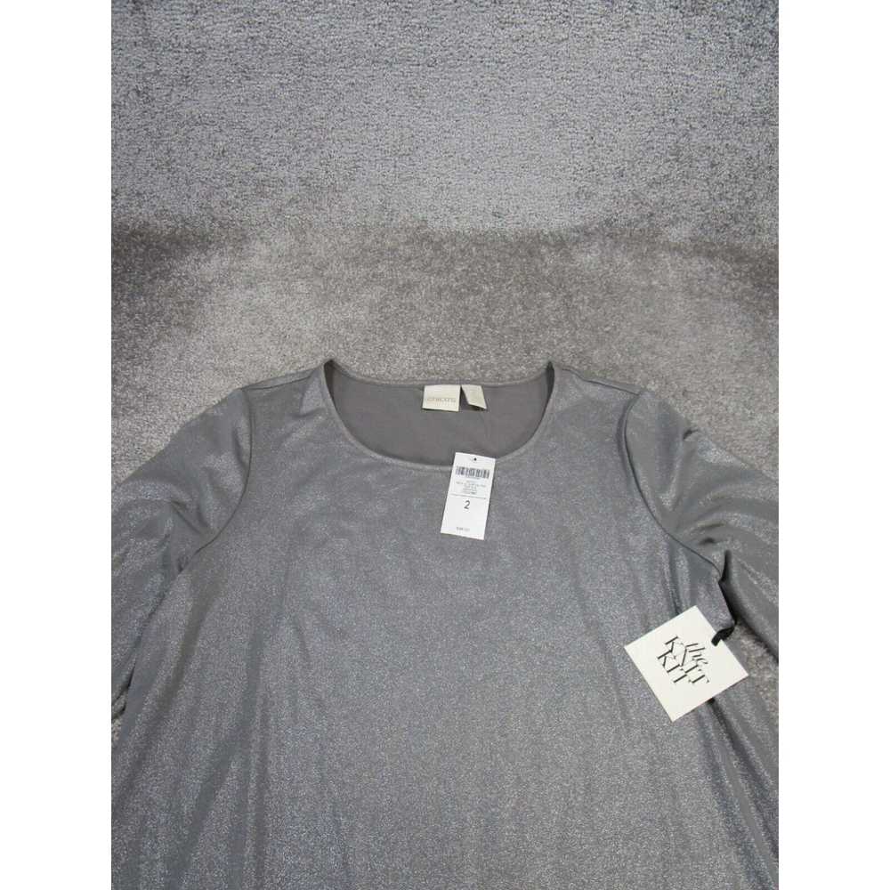 Vintage Chico'S Shirt Womens 2 Gray Metallic Knit… - image 2