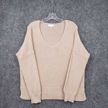 Lucky Brand Soft Beige V Neck Slit Pullover Long … - image 1