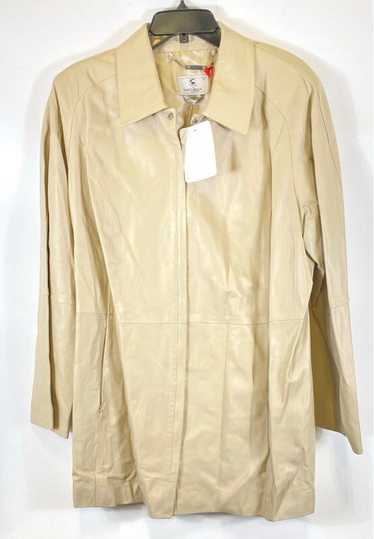 Marina Rinaldi Women Beige Leather Jacket Sz 18