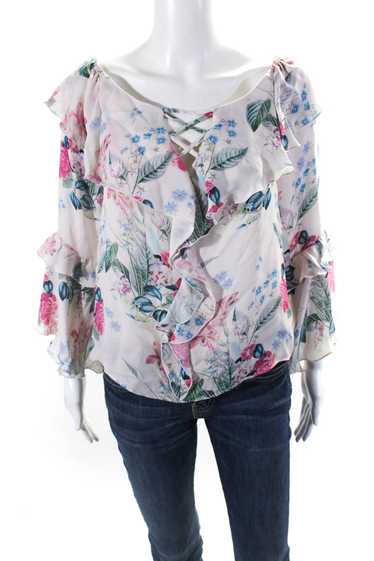 Parker Womens Off Shoulder Long Sleeve Floral Ruff