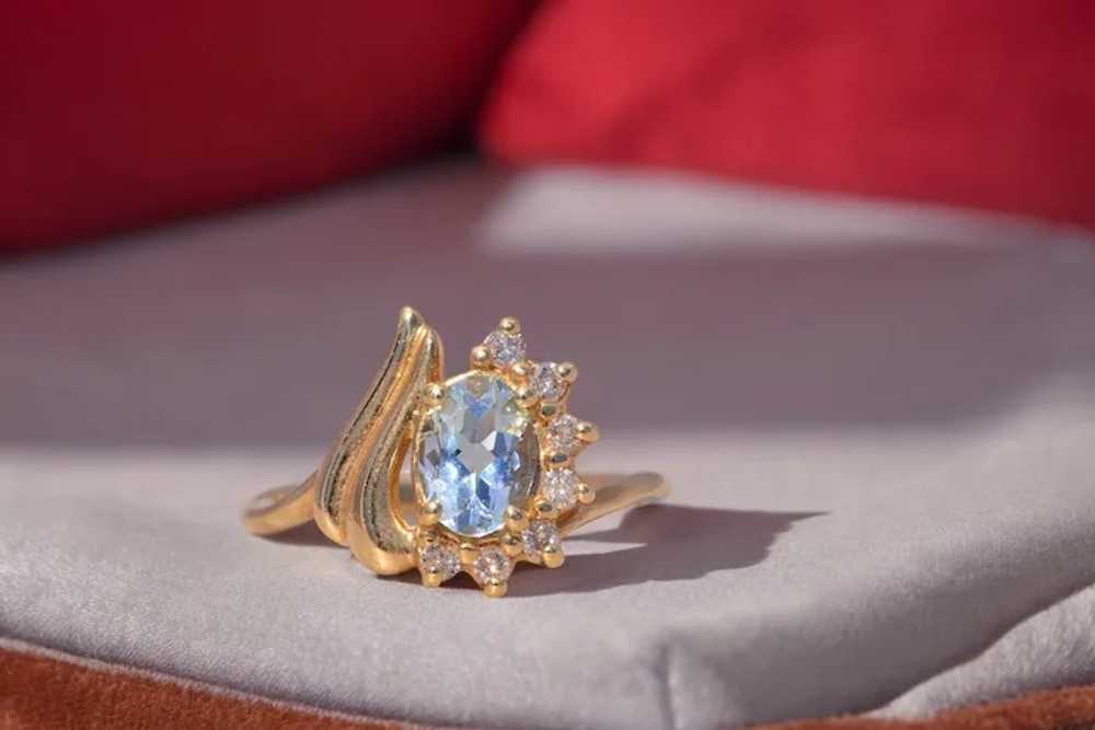 Aquamarine and Diamond Ring in 14 Karat Gold - image 10