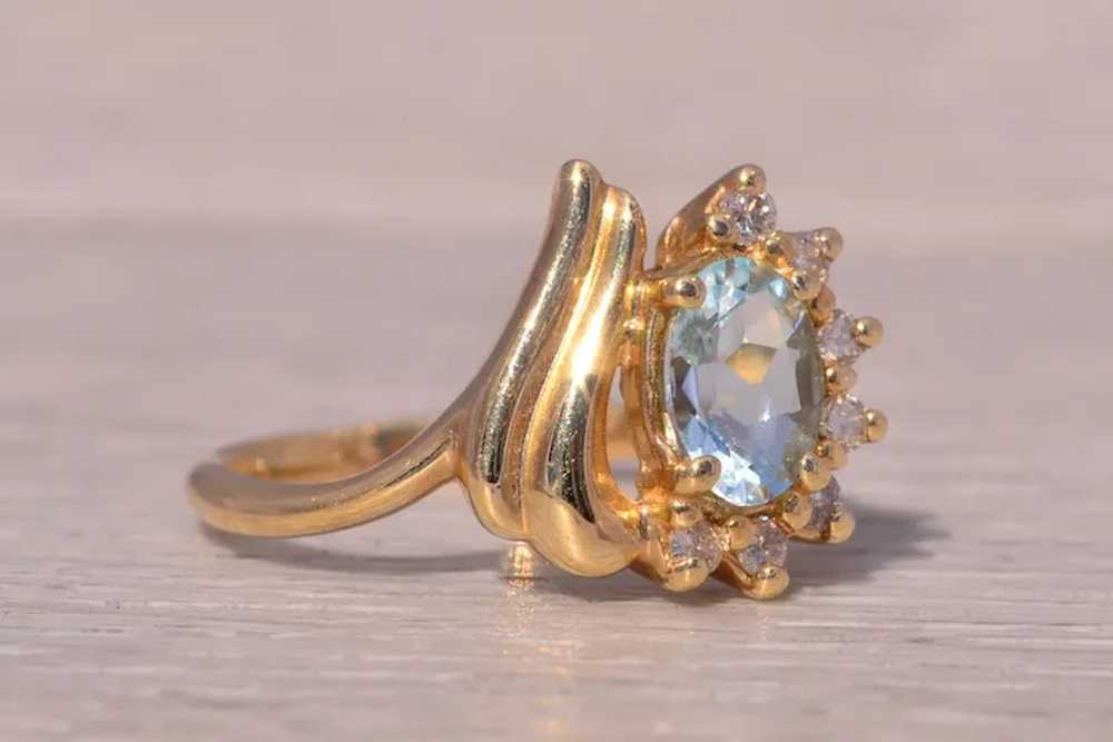 Aquamarine and Diamond Ring in 14 Karat Gold - image 5