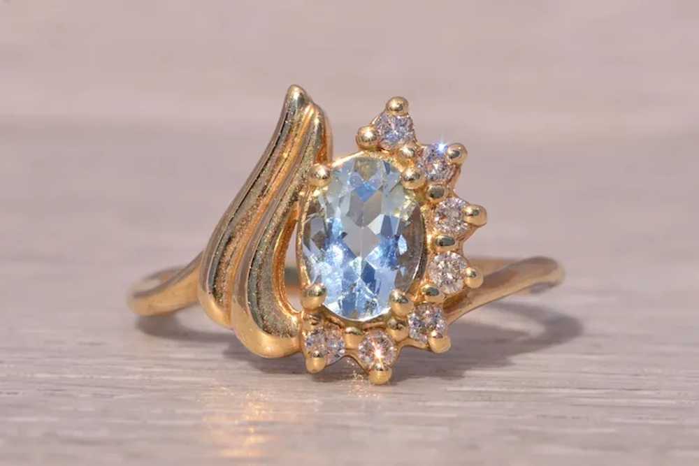 Aquamarine and Diamond Ring in 14 Karat Gold - image 6