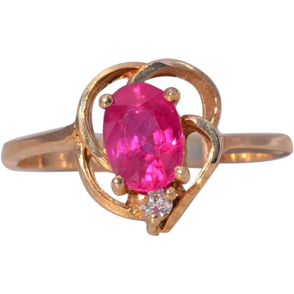 Ruby and Diamond Ring in 14 Karat Yellow Gold - image 1