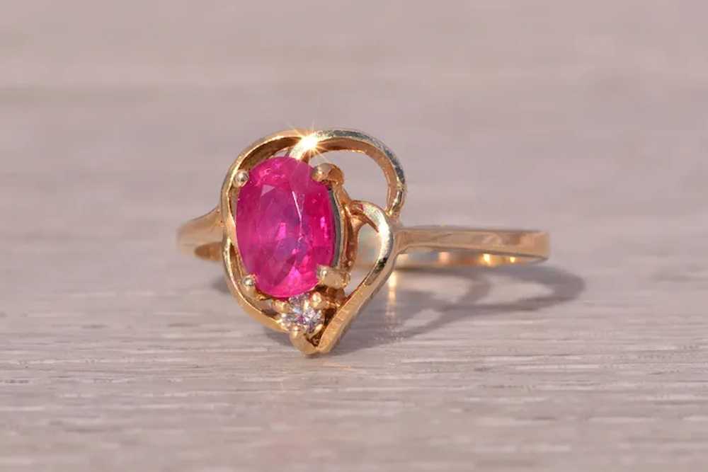 Ruby and Diamond Ring in 14 Karat Yellow Gold - image 2