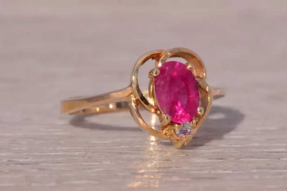 Ruby and Diamond Ring in 14 Karat Yellow Gold - image 5