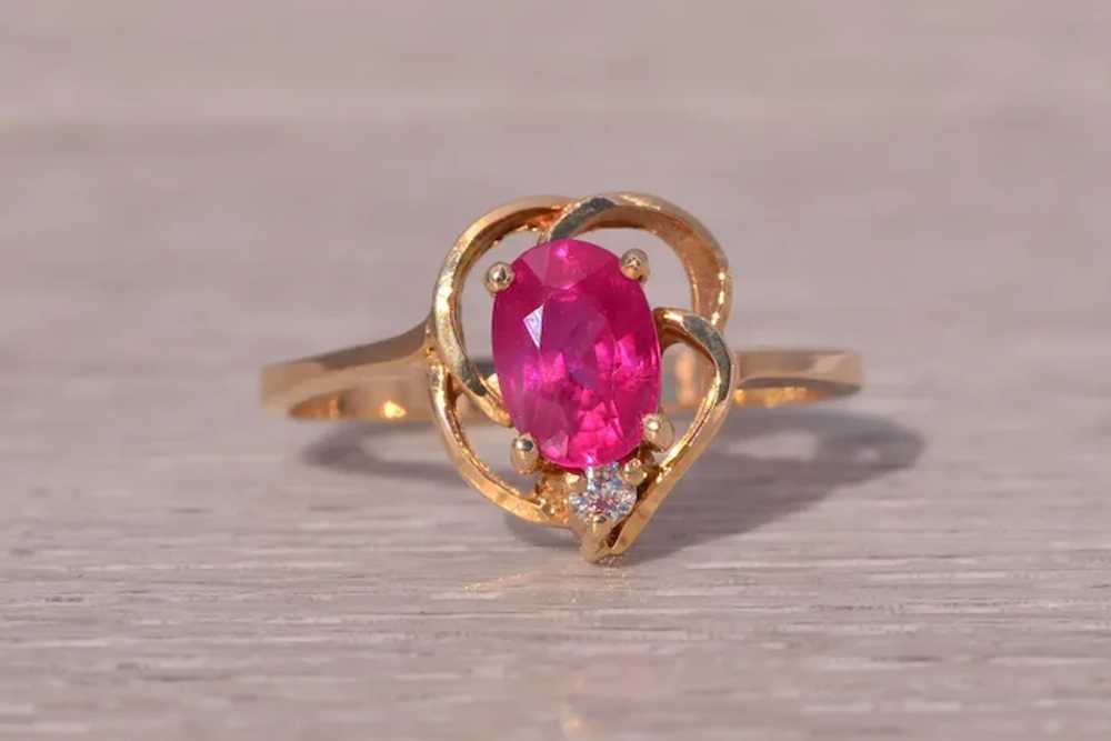 Ruby and Diamond Ring in 14 Karat Yellow Gold - image 6