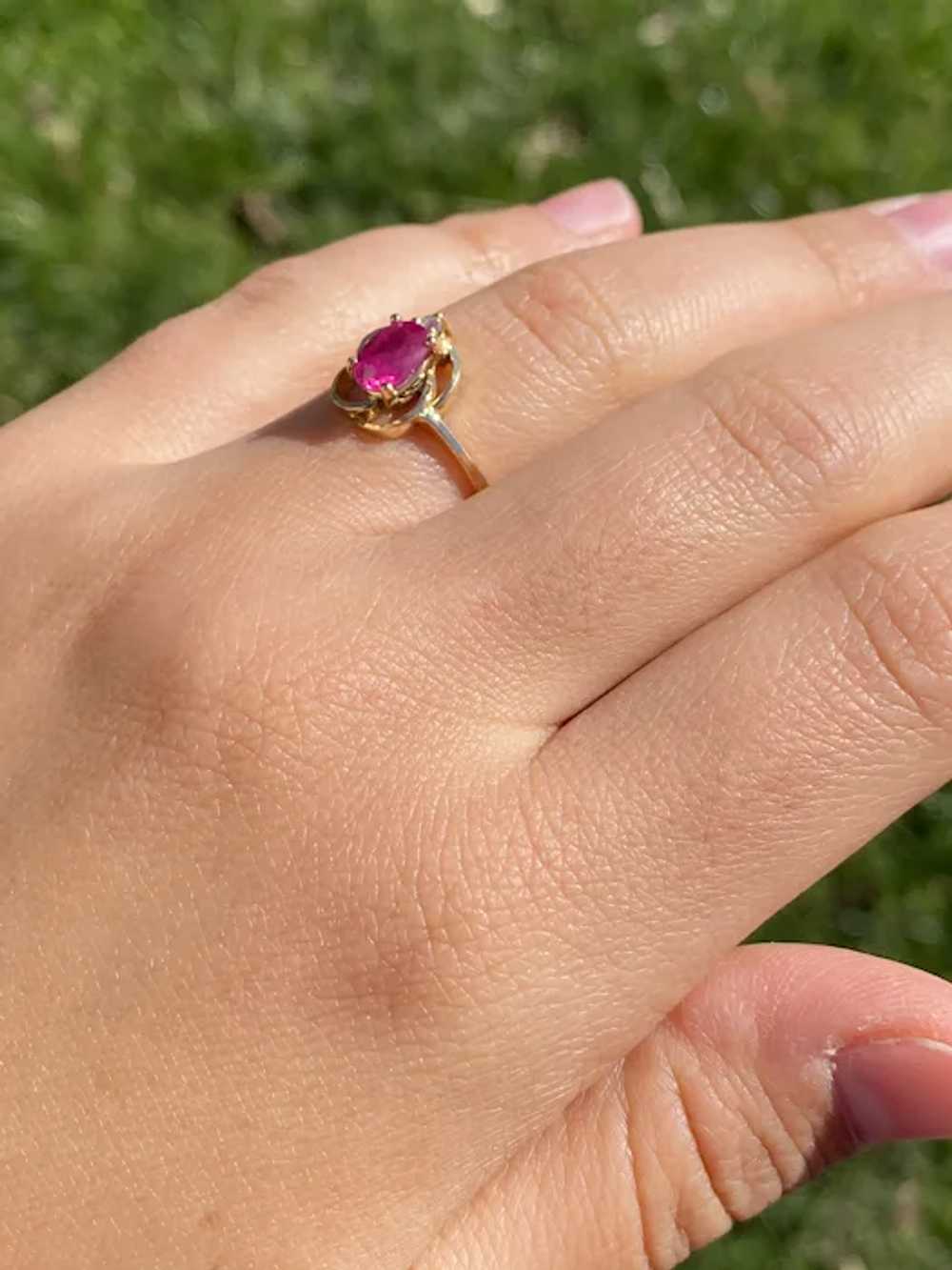 Ruby and Diamond Ring in 14 Karat Yellow Gold - image 8