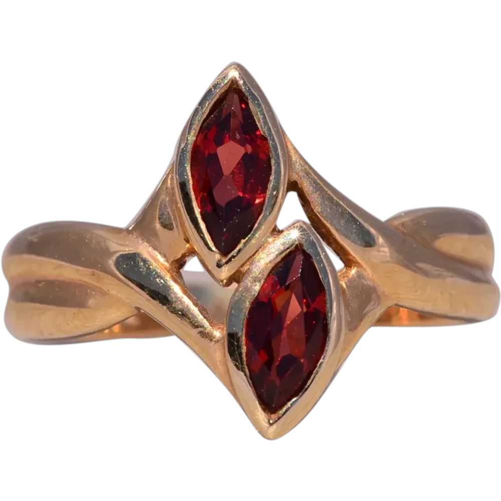 Toi et Moi Garnet Ring in Yellow Gold - image 1