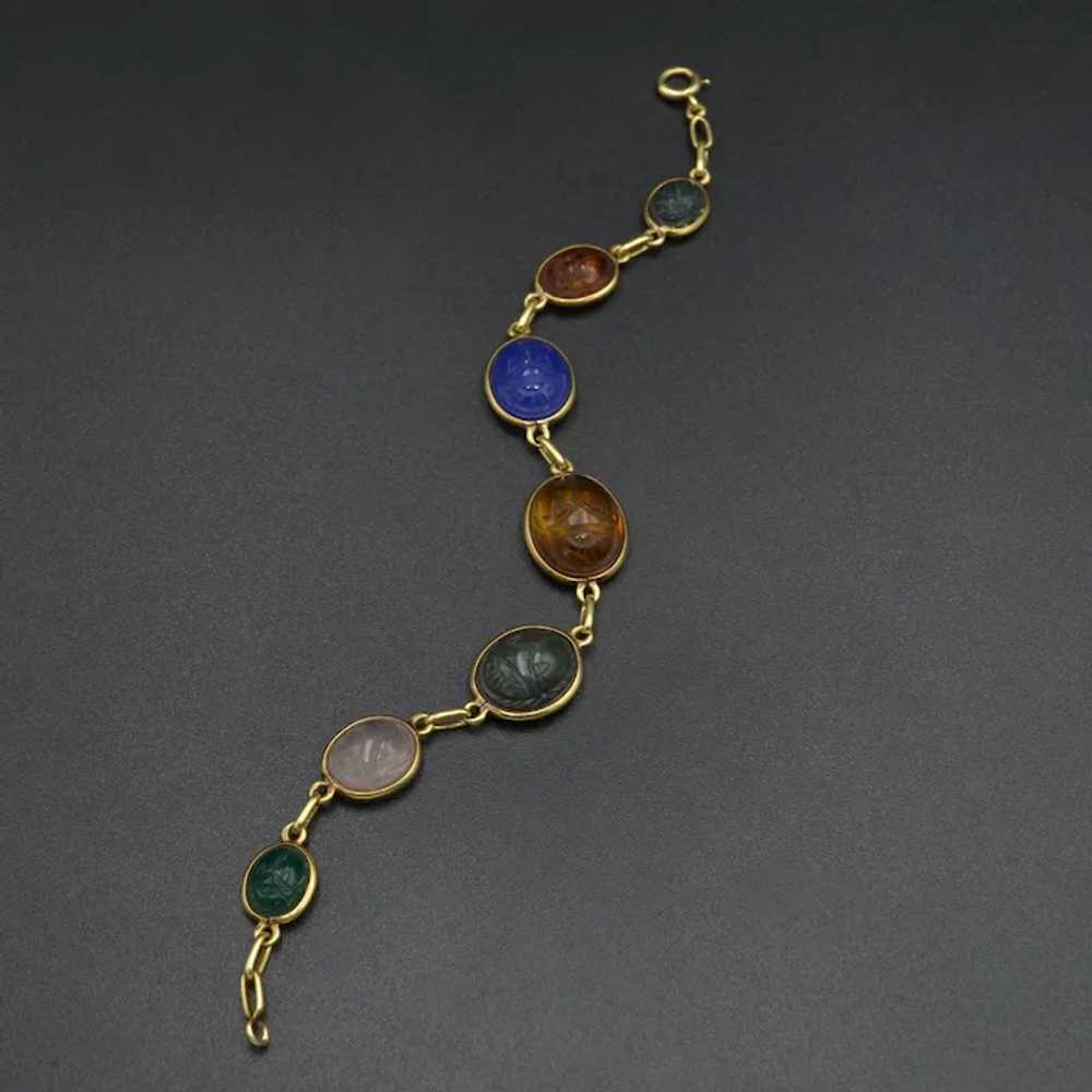 Vintage Egyptian Revival Gemstone and 14k Gold Sc… - image 7