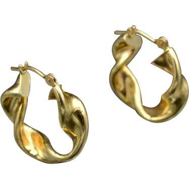 Vintage 14k Gold Twisted Hoop Earrings