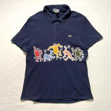 ★激レアXL★ lacoste × Keith haring ポロシャツ　総柄 Lacoste - Keith Haring Marine Blue & White Printed Polo