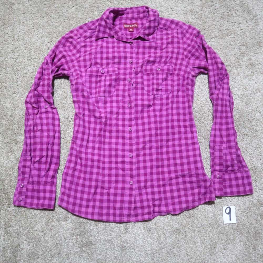 Merona Merona Pink Plaid Flannel Light Weight Top… - image 1