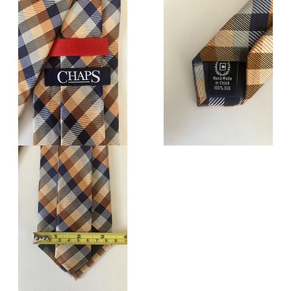 Chaps Chaps Men's Necktie Tie Silk Orange Blue Wh… - image 4