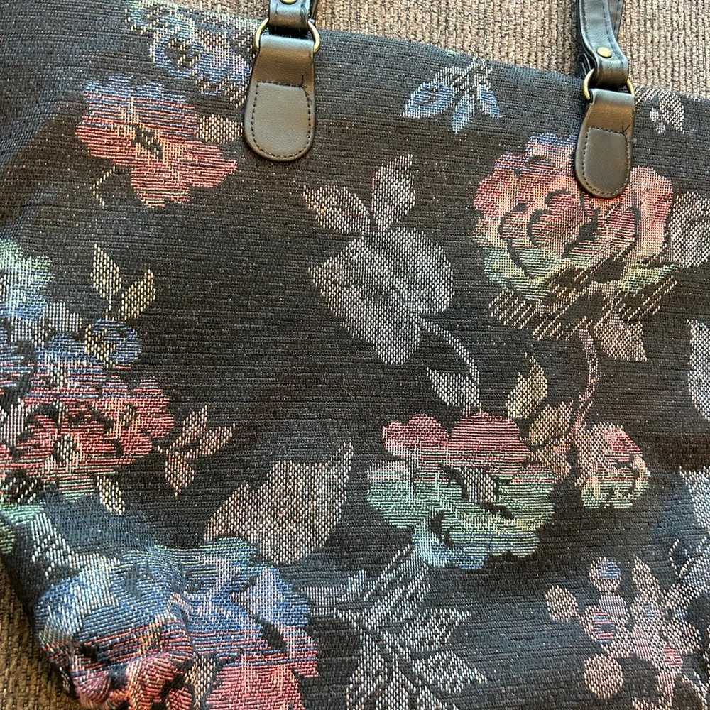 Vintage Floral Tapestry Tote - image 2