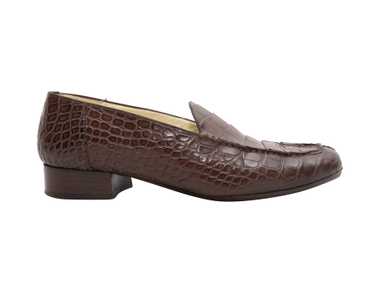 Brown Luciano Barbera Croc Loafers Size 37 - image 1