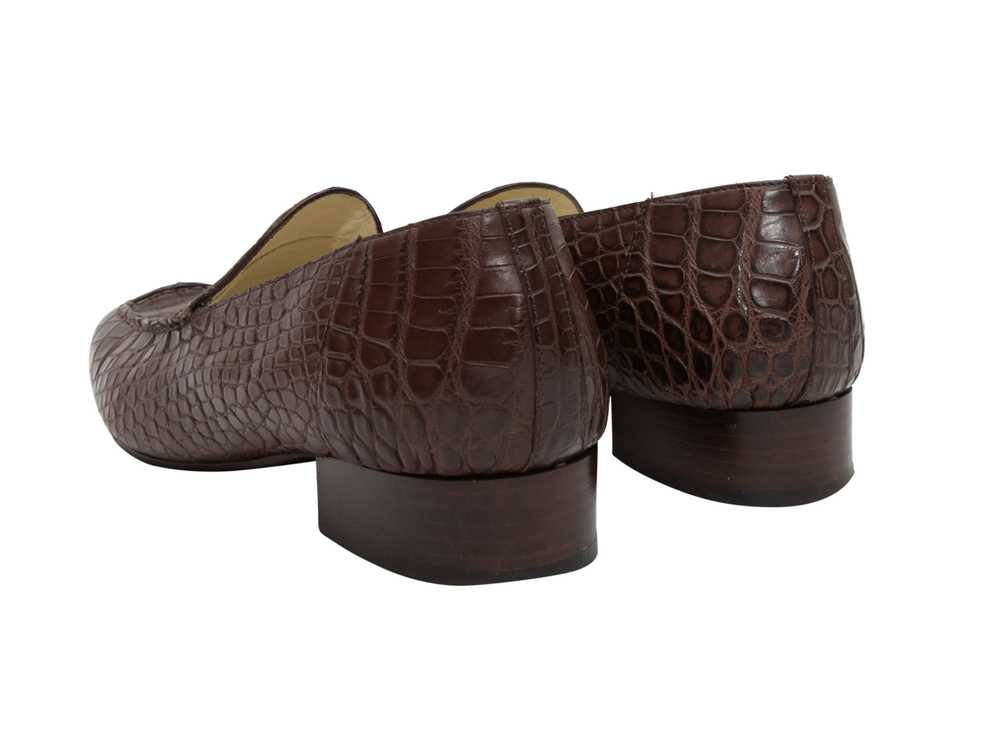 Brown Luciano Barbera Croc Loafers Size 37 - image 2