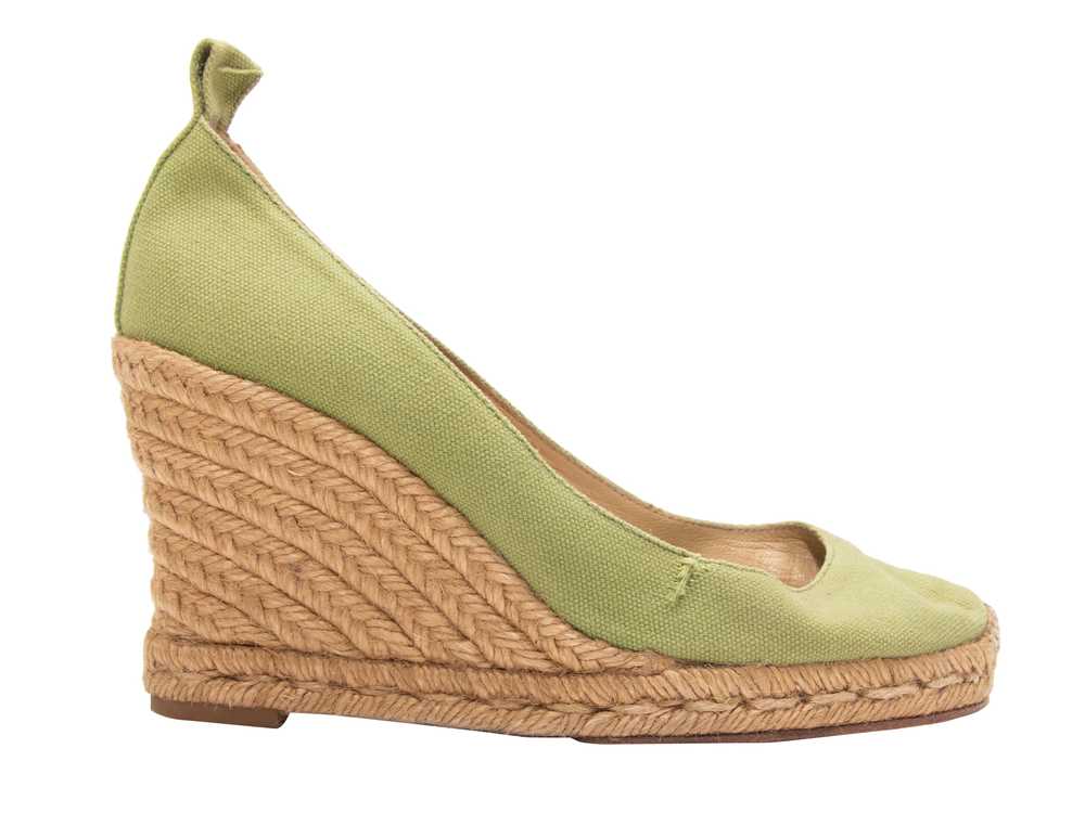 Green & Beige Christian Louboutin Espadrille Wedg… - image 1