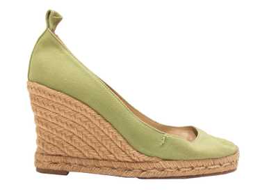 Green & Beige Christian Louboutin Espadrille Wedg… - image 1