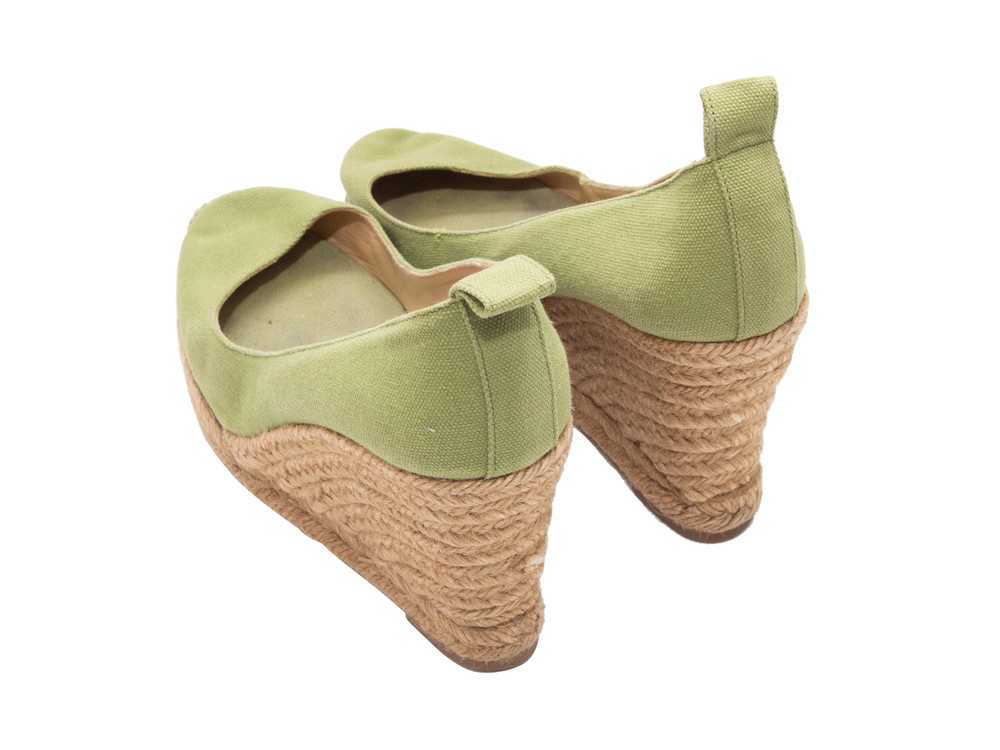 Green & Beige Christian Louboutin Espadrille Wedg… - image 3