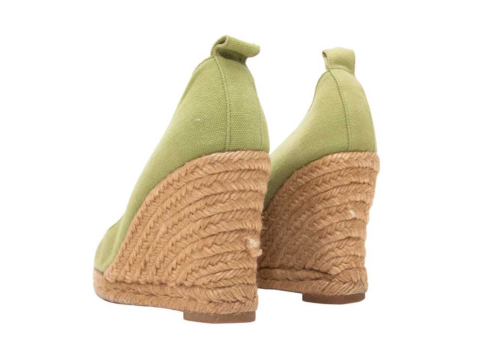 Green & Beige Christian Louboutin Espadrille Wedg… - image 4