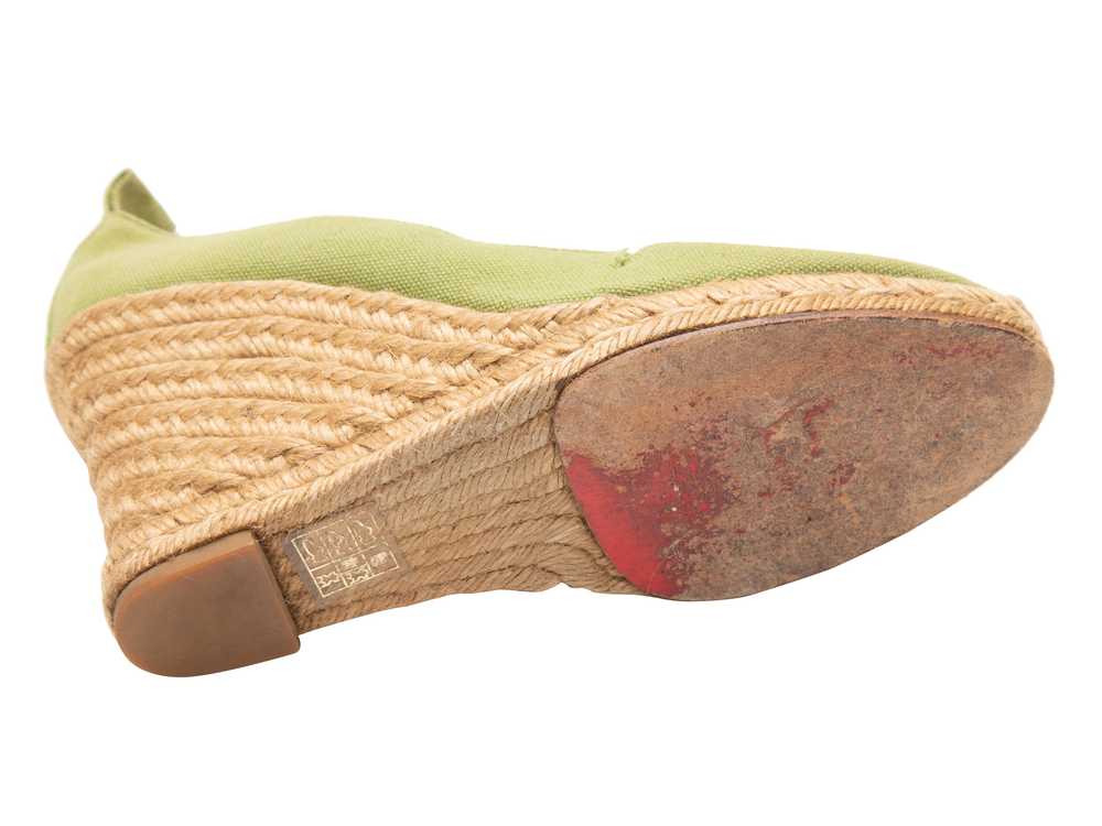 Green & Beige Christian Louboutin Espadrille Wedg… - image 5