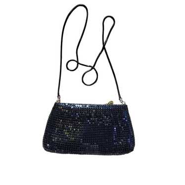 Vintage 1990's 90's Solid Black Shimmer Shoulder … - image 1