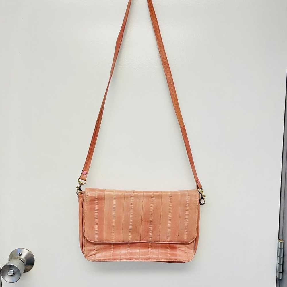 Vintage Pale Pink Eel Skin Shoulder Bag by SUNCO - image 10