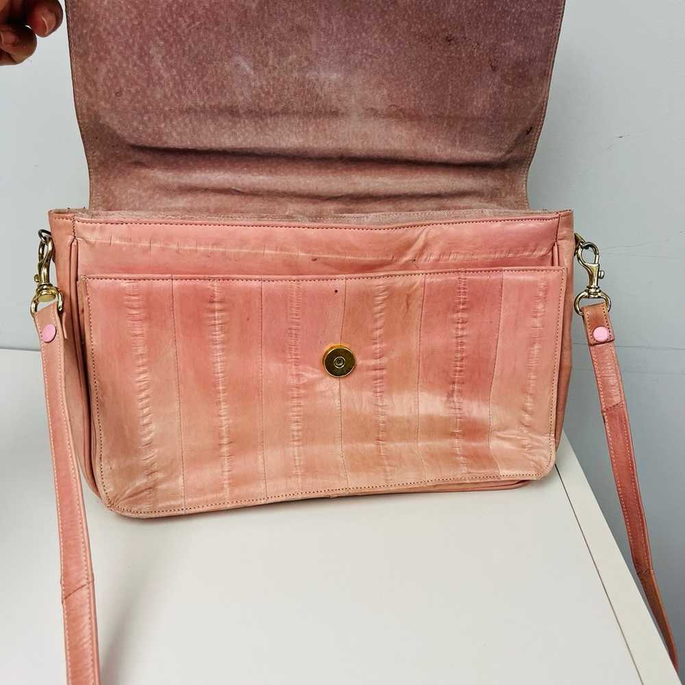 Vintage Pale Pink Eel Skin Shoulder Bag by SUNCO - image 4