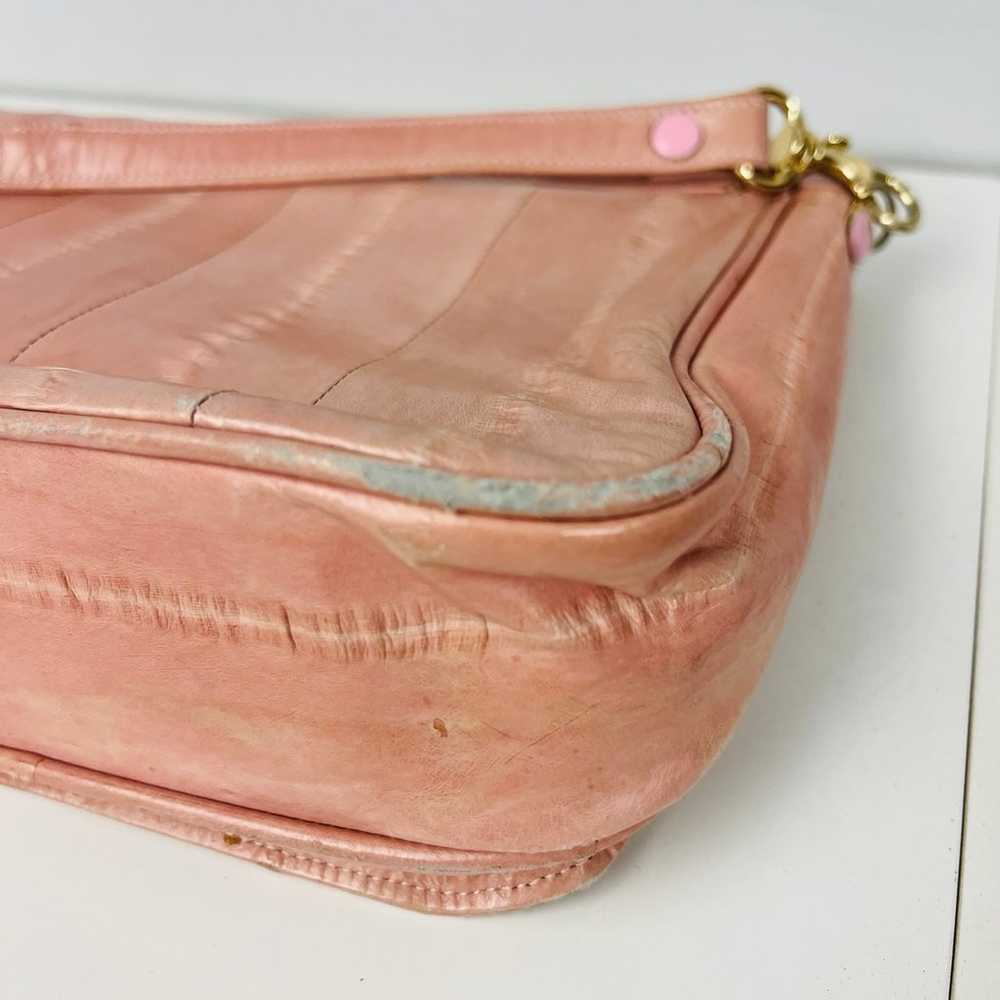 Vintage Pale Pink Eel Skin Shoulder Bag by SUNCO - image 7