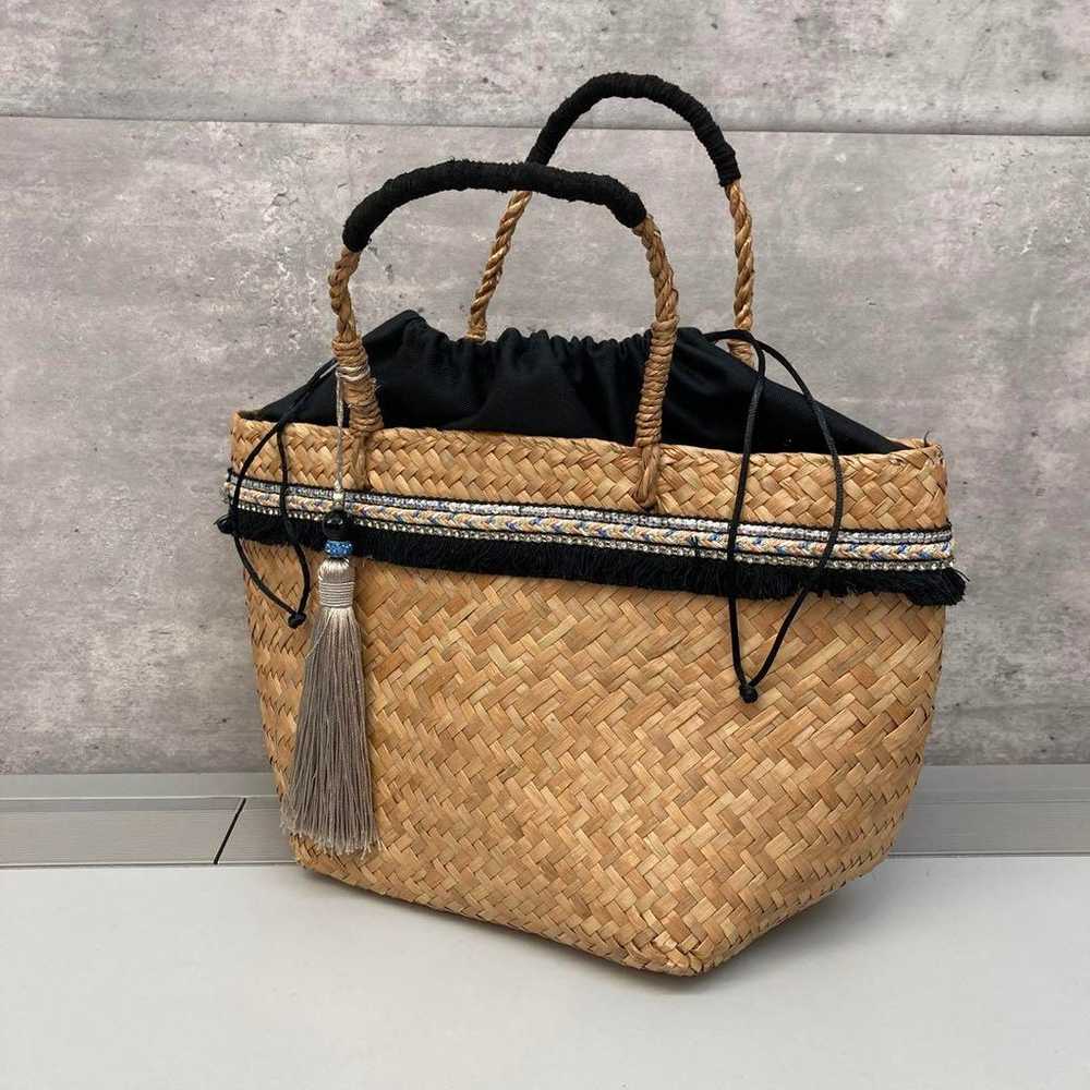 Basket bag, basket, handbag, fringe, beads, women… - image 1