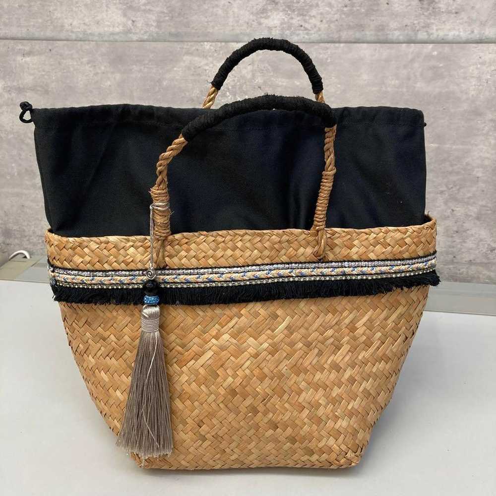 Basket bag, basket, handbag, fringe, beads, women… - image 5