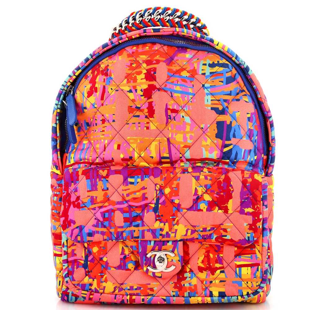 CHANEL CC Pocket Backpack Quilted Printed Foulard… - image 1