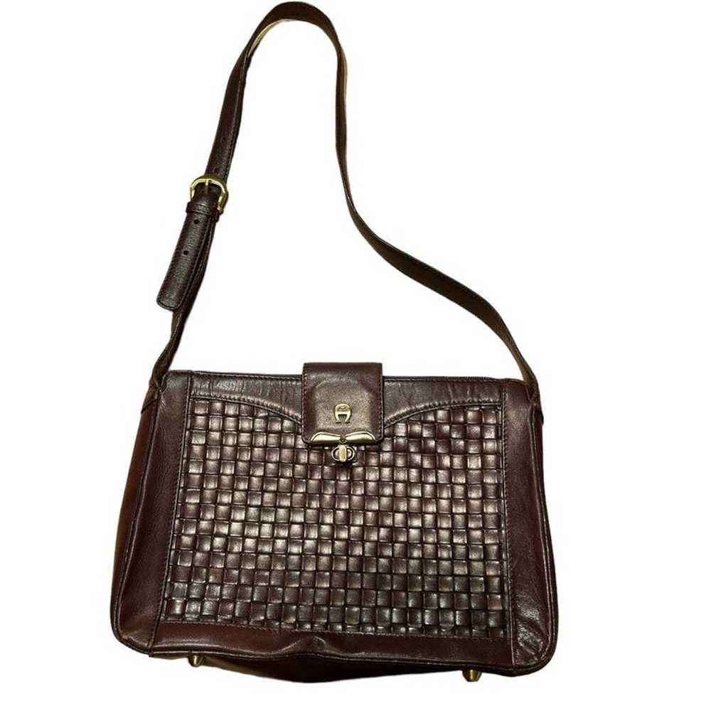 Vintage Etienne Aigner Woven Leather Shoulder Bag… - image 1