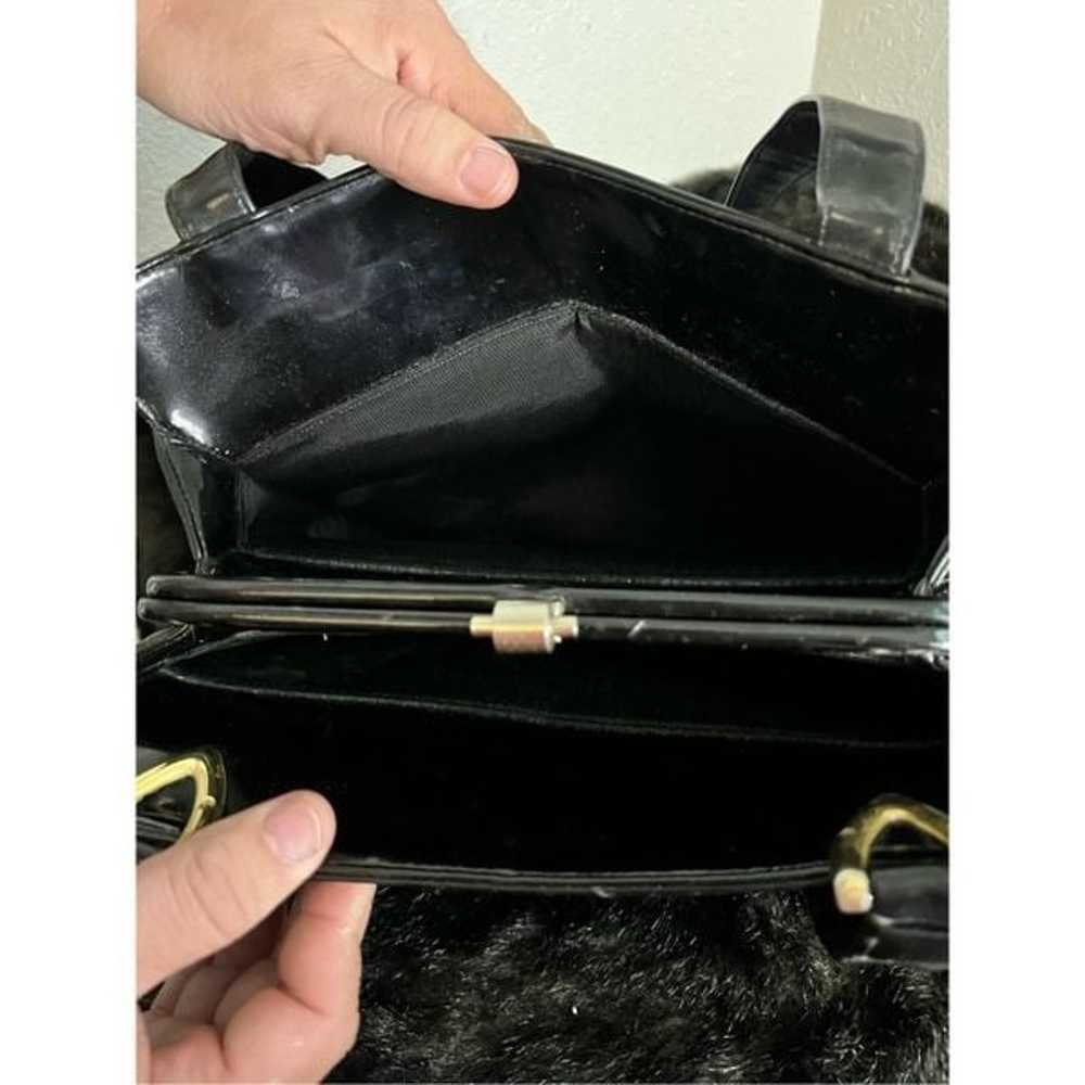 Vintage black patent leather handbag purse - image 3