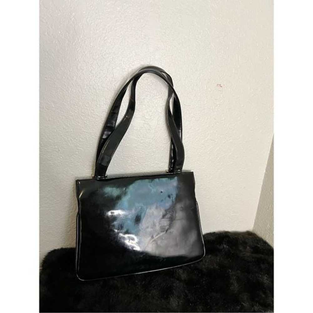 Vintage black patent leather handbag purse - image 5