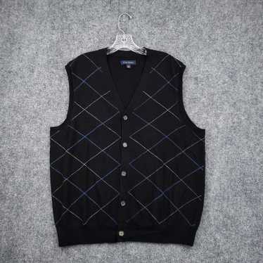 Club Room Club Room Sweater Vest Mens L Large Bla… - image 1