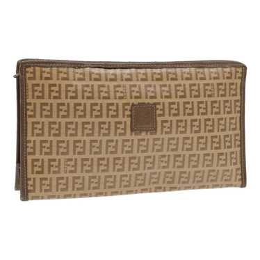 FENDI Zucchino Canvas Clutch Bag Beige Auth ti1837 - image 1