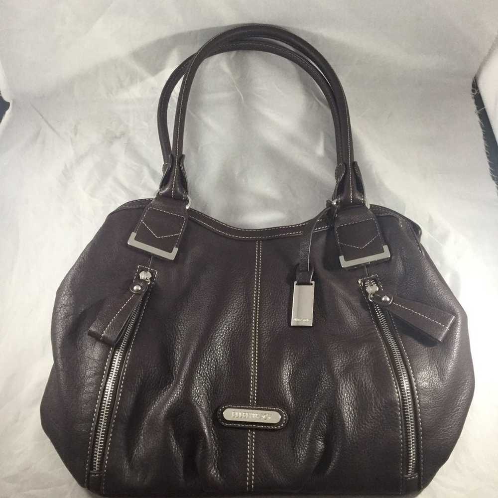 VTG Ellen Tracy Brown Leather Handbag - image 1