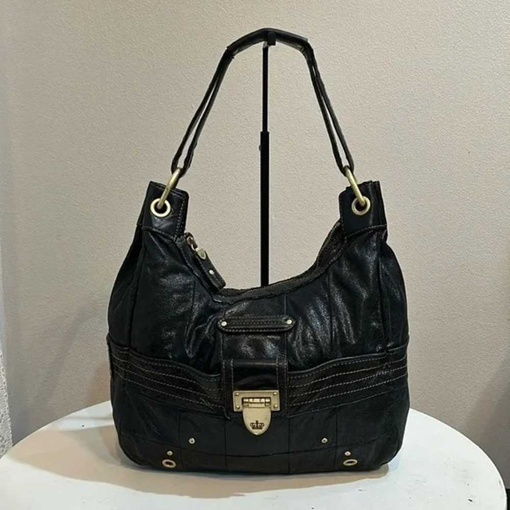 Vintage Y2K Juicy Couture Black Leather Hobo Room… - image 1