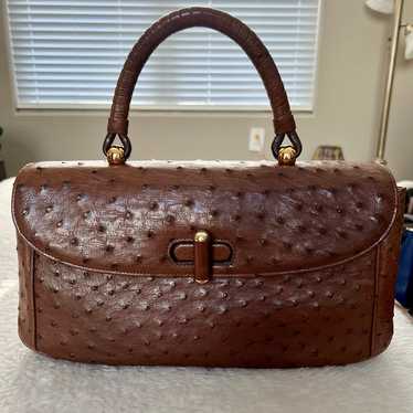 Vintage Genuine Ostrich Skin Leather Bag