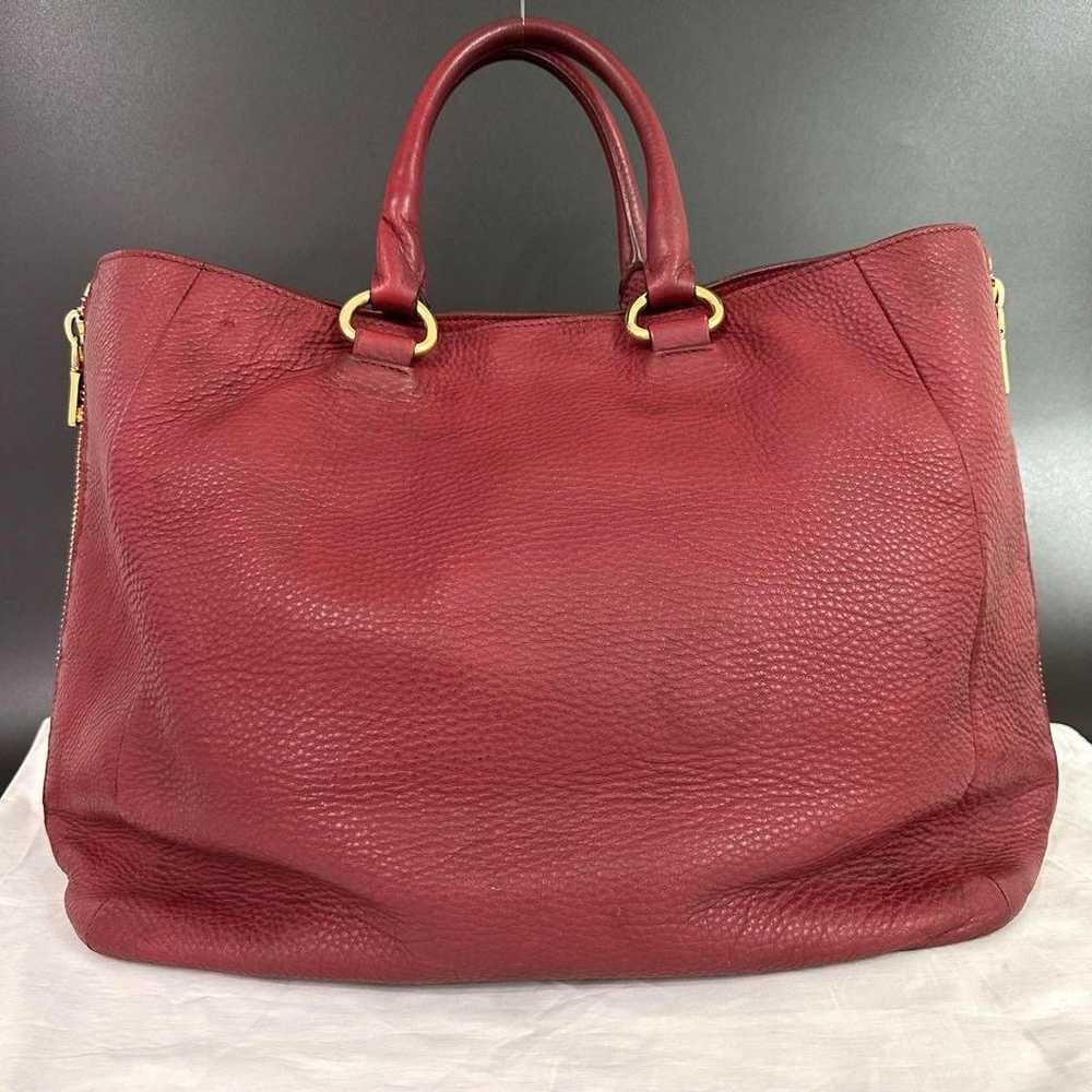 PRADA Handbag 2way Red Leather with Front Logo - image 2