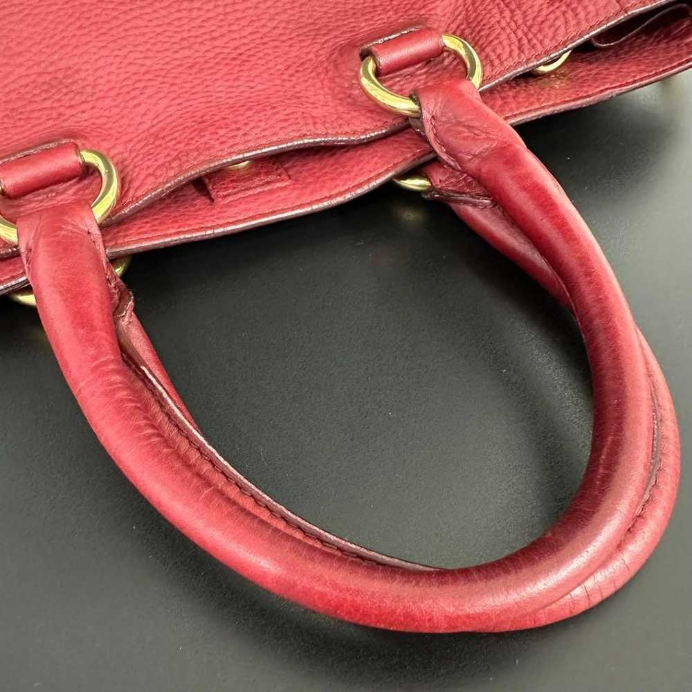 PRADA Handbag 2way Red Leather with Front Logo - image 4