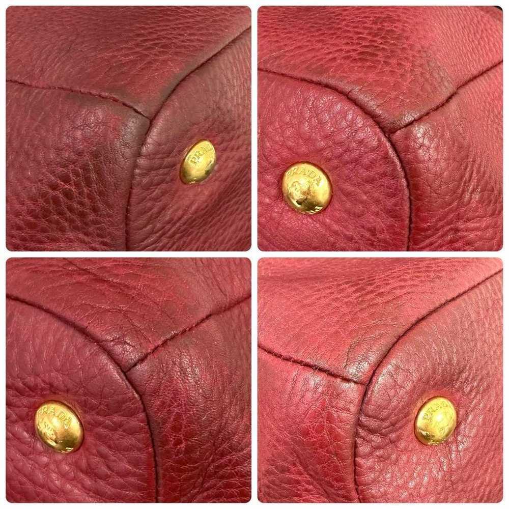 PRADA Handbag 2way Red Leather with Front Logo - image 7