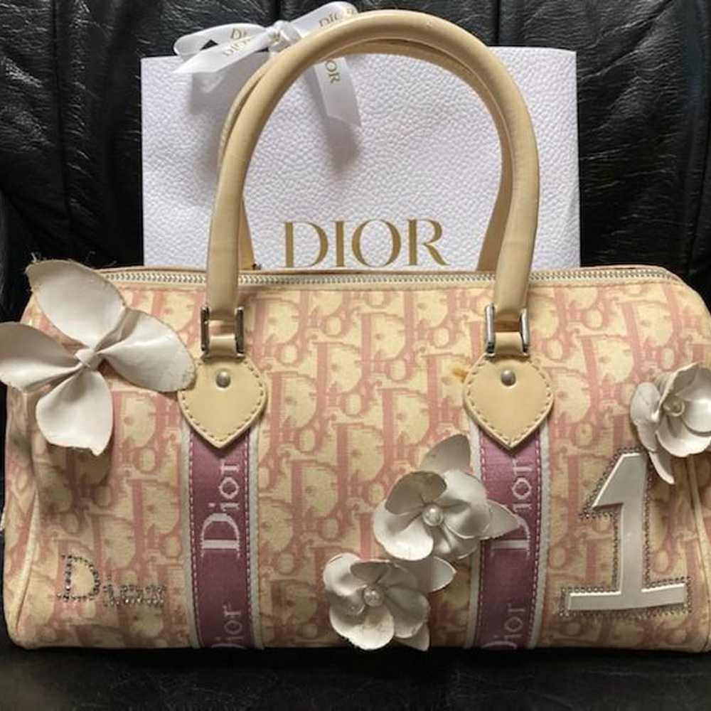 Christian Dior Trotter Flower Pink Mini Boston Bag - image 1