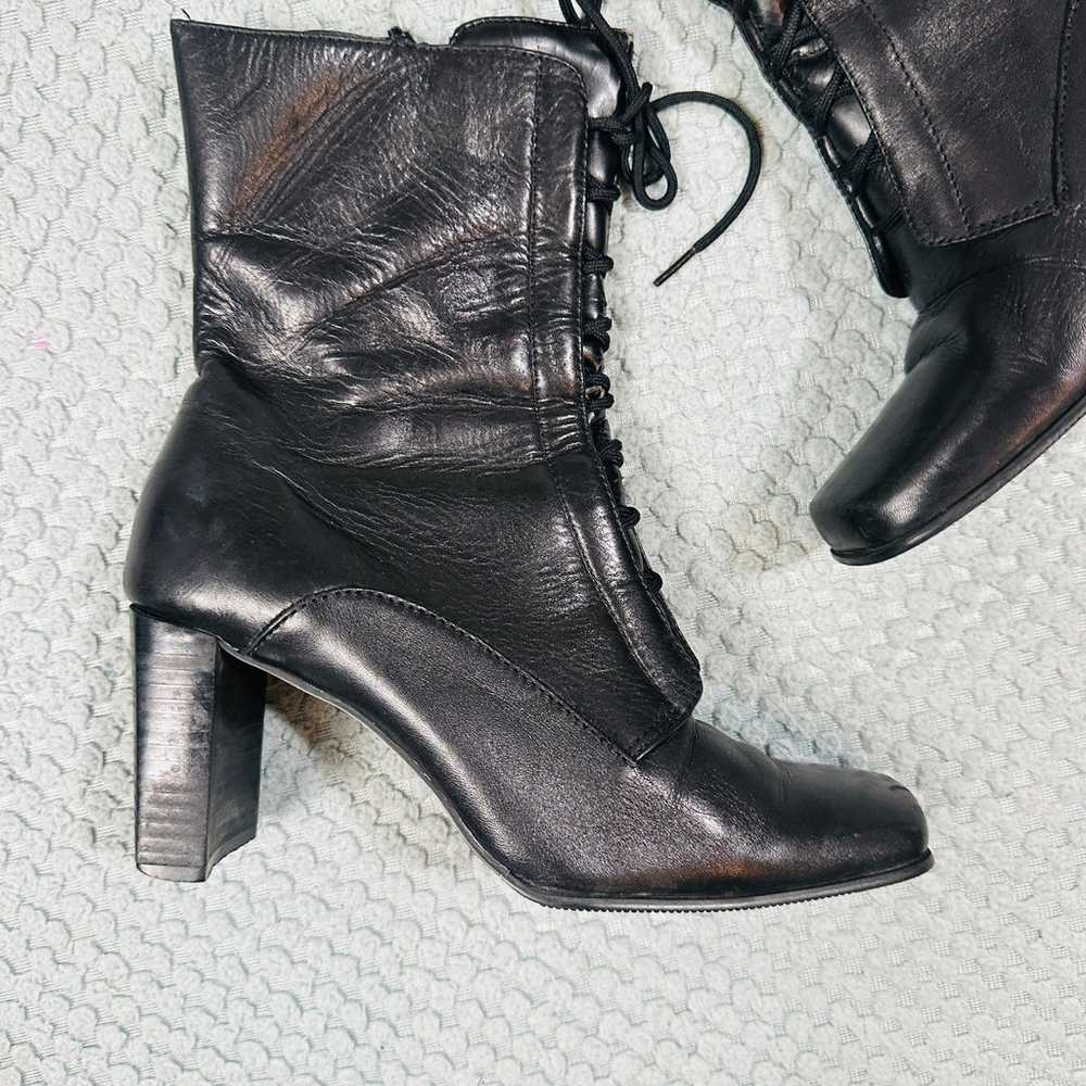 VINTAGE STYLE REAL LEATHER LACEUP HEELED COMBAT A… - image 2